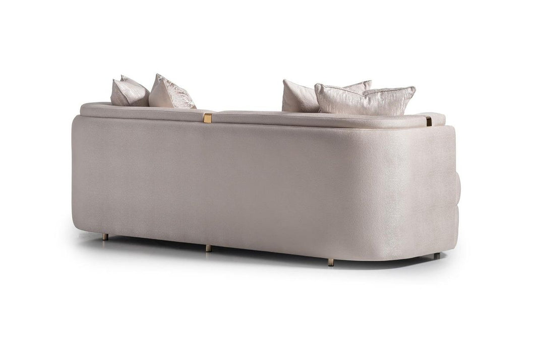 AICO Carmela Sofa Almond in Shimmer Ivory - Bargain Furniture (Detroit, MI)