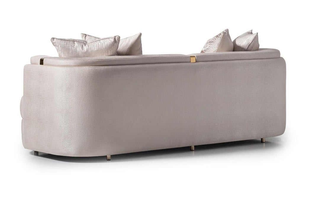 AICO Carmela Sofa Almond in Shimmer Ivory - Bargain Furniture (Detroit, MI)