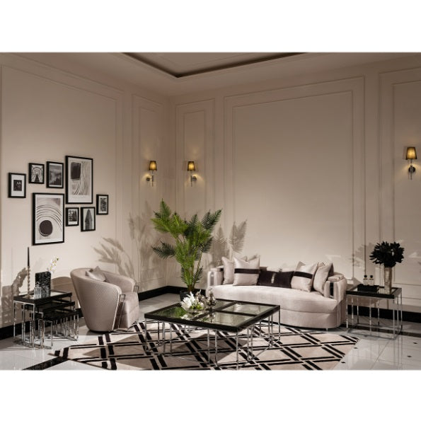 AICO Furniture Carmela Mansion Sofa Zinc in Silver - Bargain Furniture (Detroit, MI)
