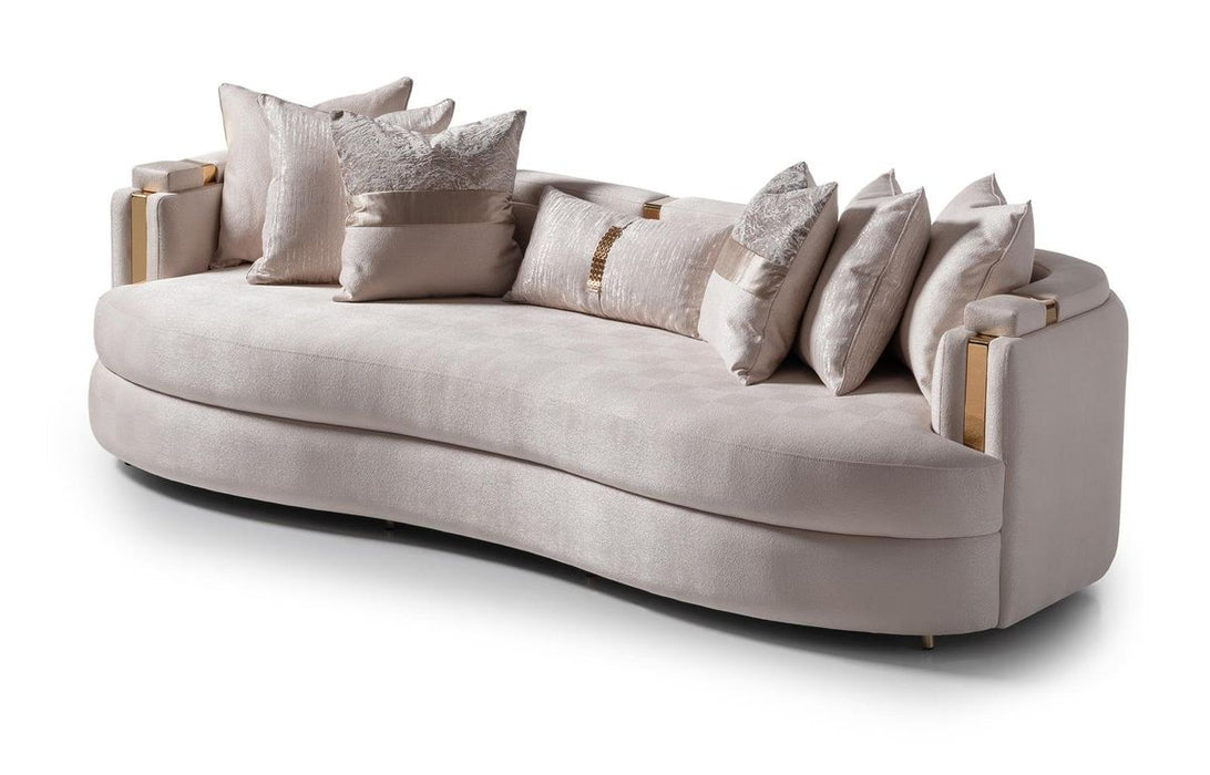 AICO Carmela Mansion Sofa in Shimmer Ivory - Bargain Furniture (Detroit, MI)