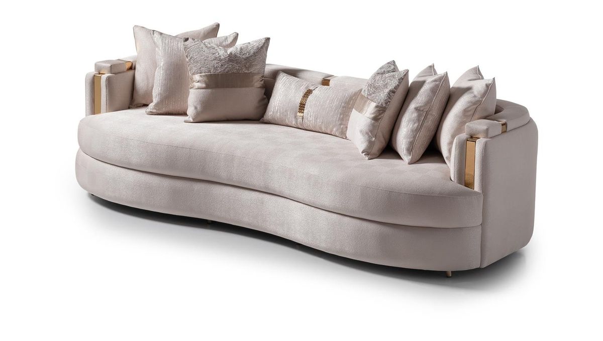 AICO Carmela Mansion Sofa in Shimmer Ivory - Bargain Furniture (Detroit, MI)