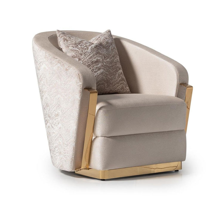 AICO Carmela Accent Chair in Shimmer Ivory - Bargain Furniture (Detroit, MI)
