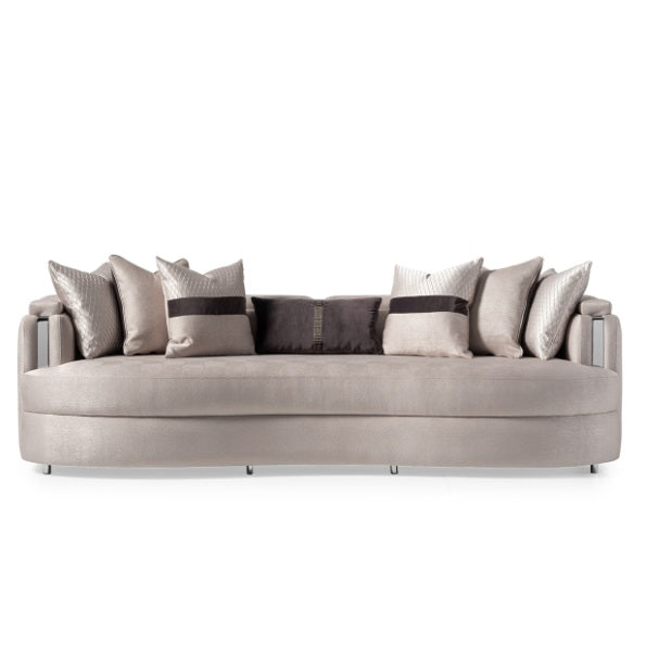 AICO Furniture Carmela Mansion Sofa Zinc in Silver - Bargain Furniture (Detroit, MI)
