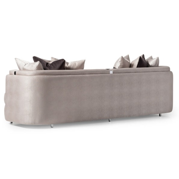 AICO Furniture Carmela Mansion Sofa Zinc in Silver - Bargain Furniture (Detroit, MI)
