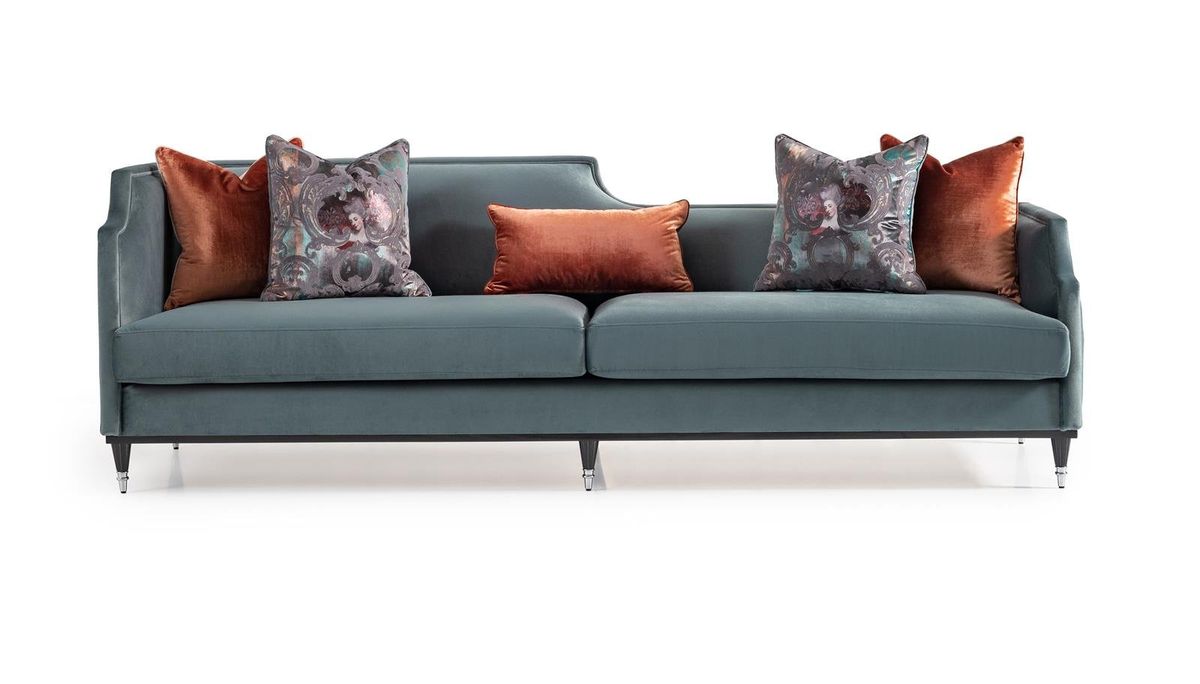 AICO La Francaise Mansion Sofa in Azure/Black - Bargain Furniture (Detroit, MI)