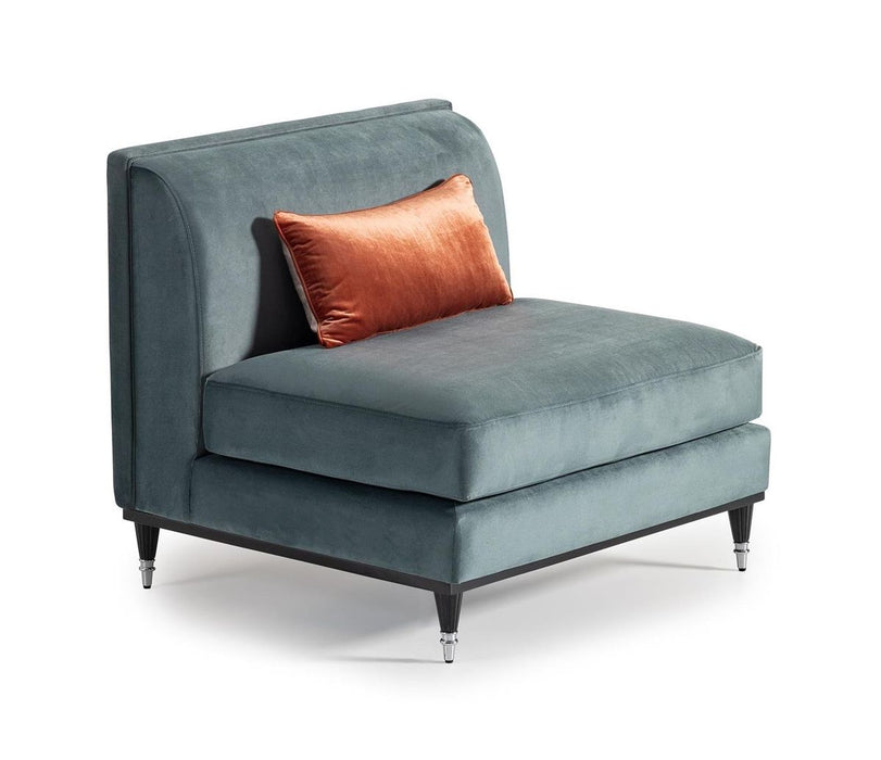 AICO La Francaise Armless Chair in Azure/Black - Bargain Furniture (Detroit, MI)