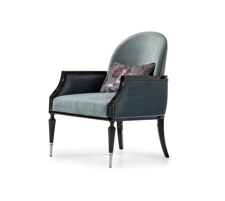 AICO La Francaise Accent Chair in Azure/Black - Bargain Furniture (Detroit, MI)