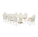 AICO Furniture Lisbon Double Pedestal Dining Table in Silken Matte Cream - Bargain Furniture (Detroit, MI)