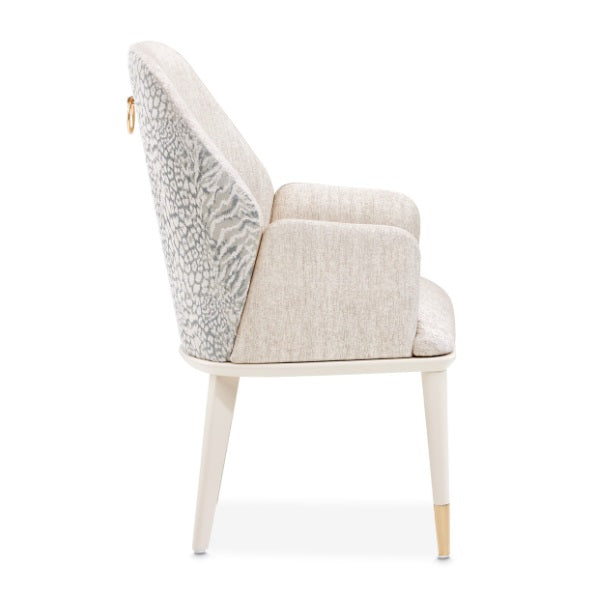 AICO Furniture Lisbon Arm Chair in Silken Matte Cream - Bargain Furniture (Detroit, MI)