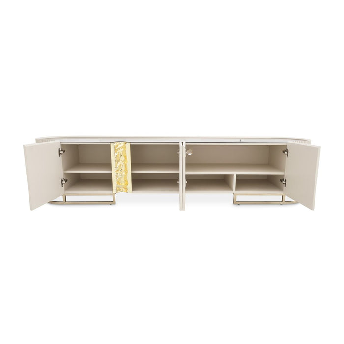 AICO Lisbon Media Cabinet in Silken Matte Cream - Bargain Furniture (Detroit, MI)
