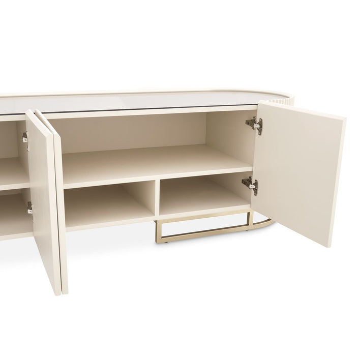 AICO Lisbon Media Cabinet in Silken Matte Cream - Bargain Furniture (Detroit, MI)