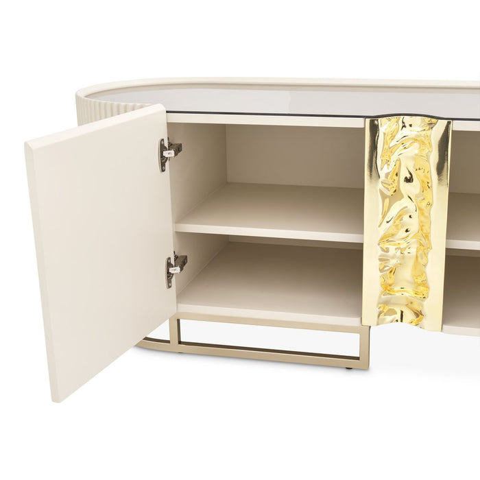 AICO Lisbon Media Cabinet in Silken Matte Cream - Bargain Furniture (Detroit, MI)