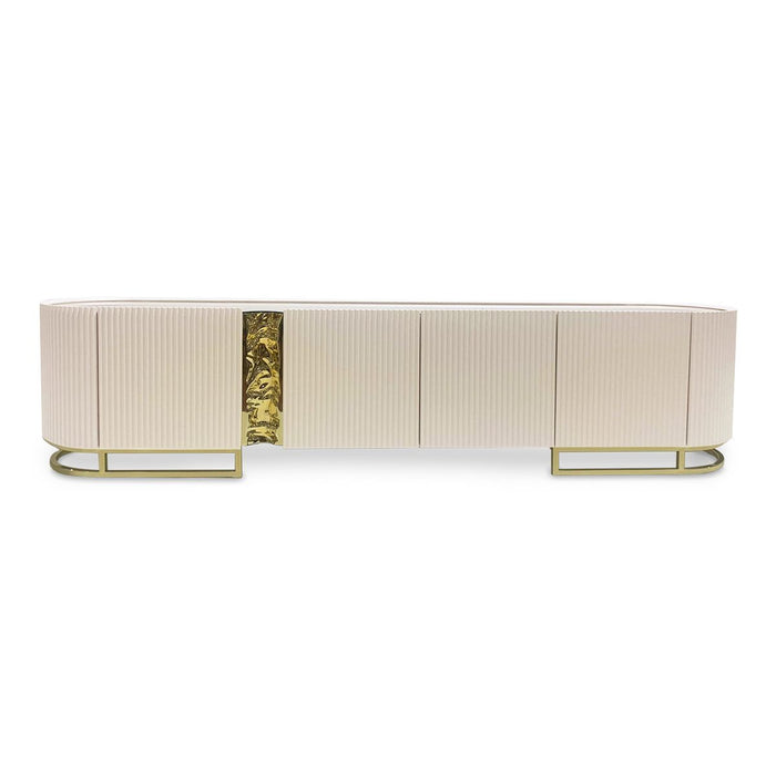 AICO Lisbon Media Cabinet in Silken Matte Cream - Bargain Furniture (Detroit, MI)