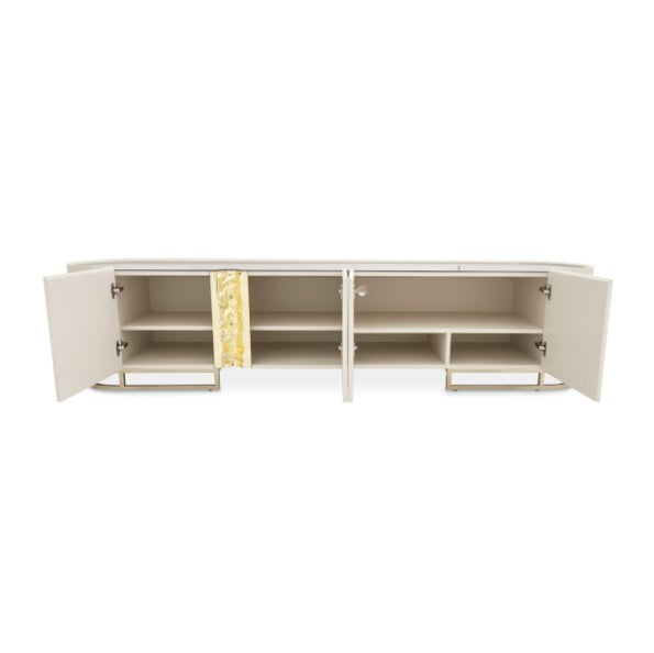 AICO Furniture Lisbon Media Cabinet in Silken Cream Bronze - Bargain Furniture (Detroit, MI)