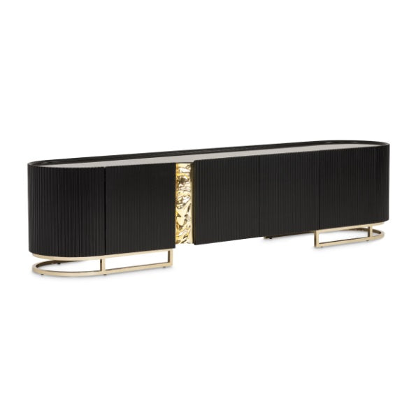 AICO Furniture Lisbon Media Cabinet in Silken Matte Black - Bargain Furniture (Detroit, MI)