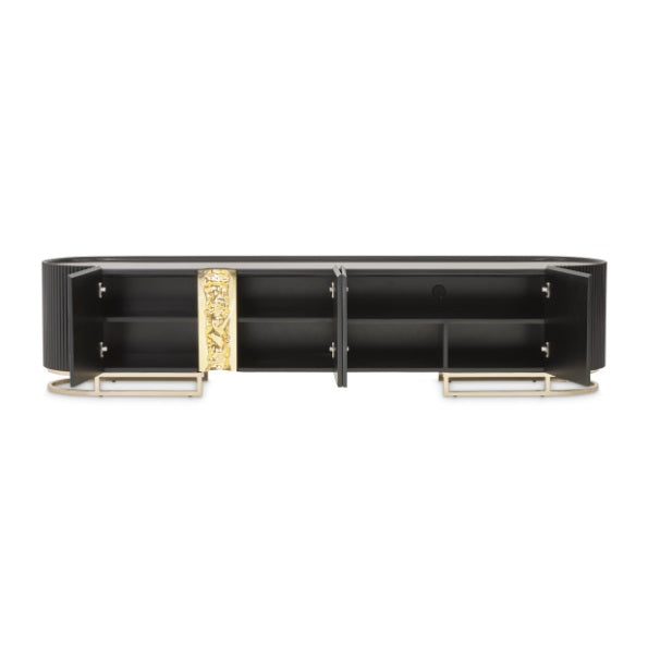 AICO Furniture Lisbon Media Cabinet in Silken Matte Black - Bargain Furniture (Detroit, MI)