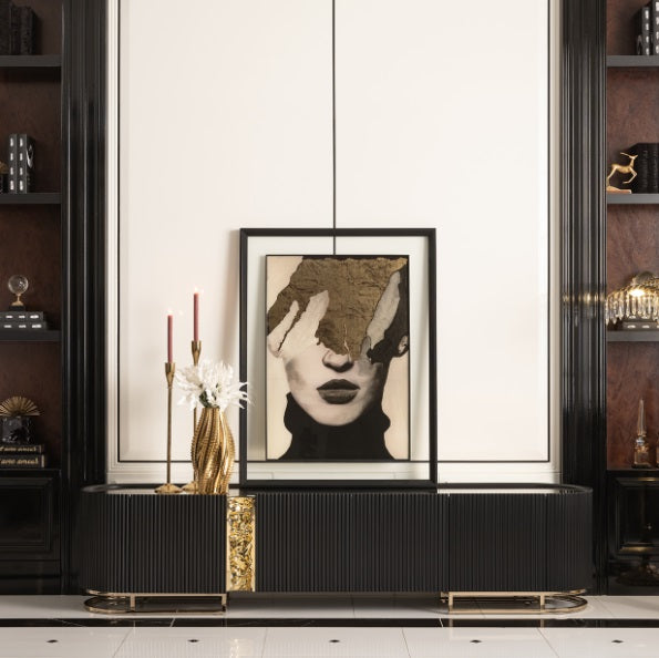 AICO Furniture Lisbon Media Cabinet in Silken Matte Black - Bargain Furniture (Detroit, MI)