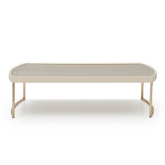 AICO Lisbon Cocktail Table in Silken Matte Cream - Bargain Furniture (Detroit, MI)