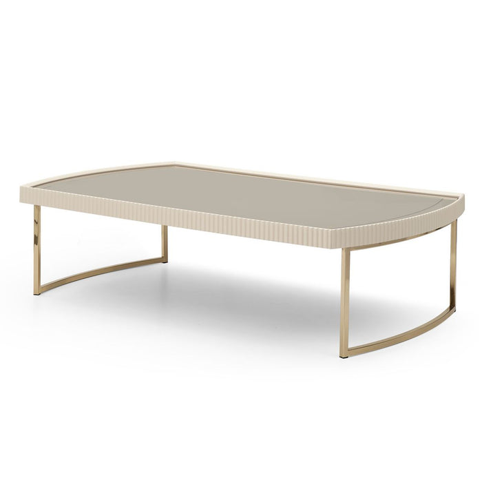 AICO Lisbon Cocktail Table in Silken Matte Cream - Bargain Furniture (Detroit, MI)