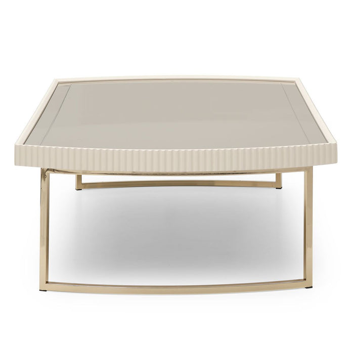 AICO Lisbon Cocktail Table in Silken Matte Cream - Bargain Furniture (Detroit, MI)