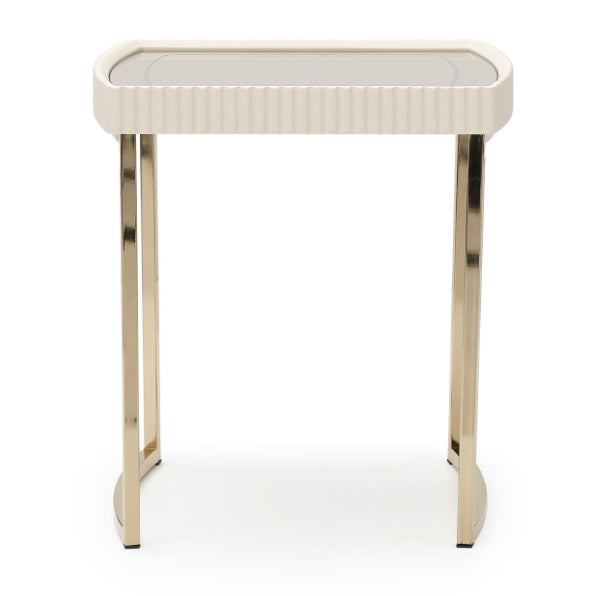 AICO Furniture Lisbon Side Table in Silken Matte Cream - Bargain Furniture (Detroit, MI)