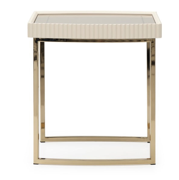 AICO Furniture Lisbon Side Table in Silken Matte Cream - Bargain Furniture (Detroit, MI)