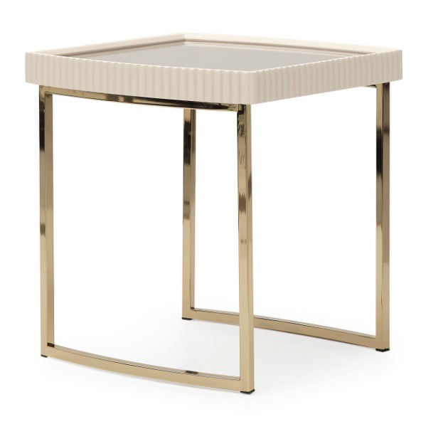AICO Furniture Lisbon Side Table in Silken Matte Cream - Bargain Furniture (Detroit, MI)