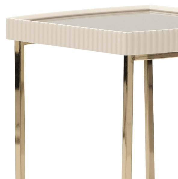 AICO Furniture Lisbon Side Table in Silken Matte Cream - Bargain Furniture (Detroit, MI)