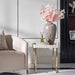 AICO Furniture Lisbon Side Table in Silken Matte Cream - Bargain Furniture (Detroit, MI)