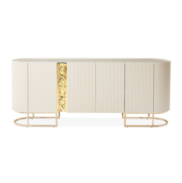 AICO Furniture Lisbon Console Table in Silken Matte Cream - Bargain Furniture (Detroit, MI)