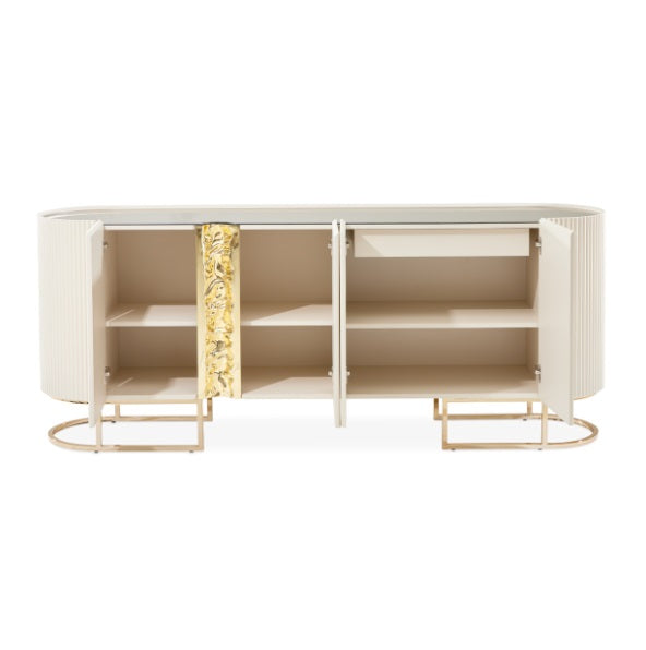 AICO Furniture Lisbon Console Table in Silken Matte Cream - Bargain Furniture (Detroit, MI)
