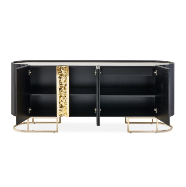 AICO Furniture Lisbon Console Table in Silken Matte Black - Bargain Furniture (Detroit, MI)