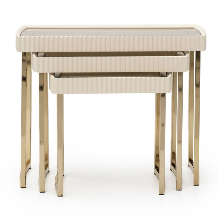 AICO Lisbon Nesting Tables in Silken Matte Cream - Bargain Furniture (Detroit, MI)
