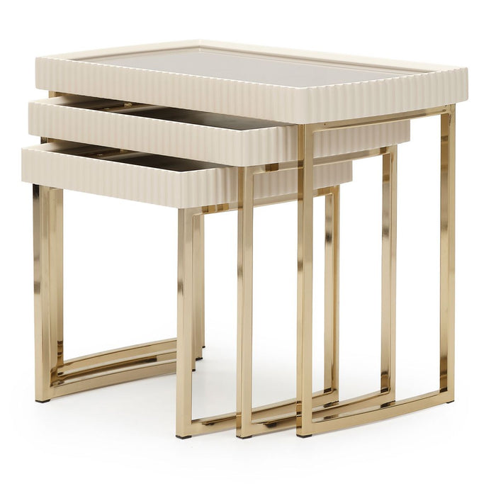 AICO Lisbon Nesting Tables in Silken Matte Cream - Bargain Furniture (Detroit, MI)