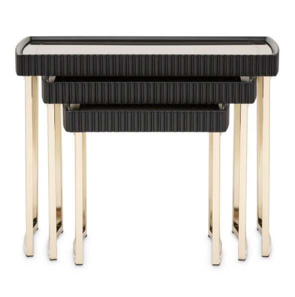 AICO Furniture Lisbon Nesting Table in Silken Matte Black - Bargain Furniture (Detroit, MI)