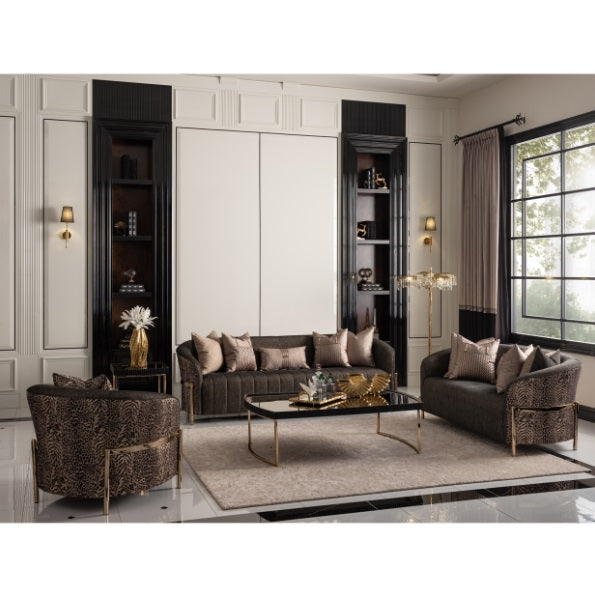 AICO Furniture Lisbon Loveseat in Onyx Gold - Bargain Furniture (Detroit, MI)
