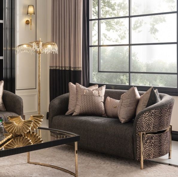 AICO Furniture Lisbon Loveseat in Onyx Gold - Bargain Furniture (Detroit, MI)