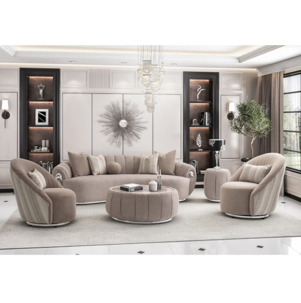 AICO Furniture Lucca Swivel Chair Silver in Silver - Bargain Furniture (Detroit, MI)