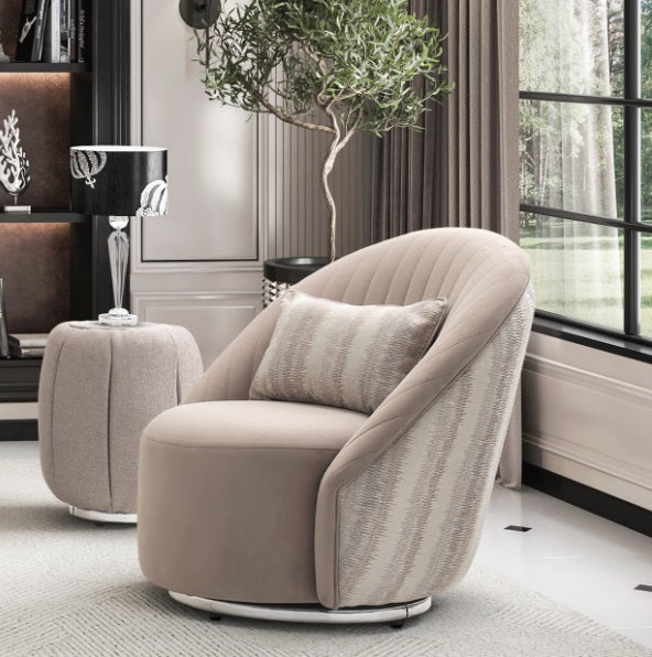 AICO Furniture Lucca Swivel Chair Silver in Silver - Bargain Furniture (Detroit, MI)