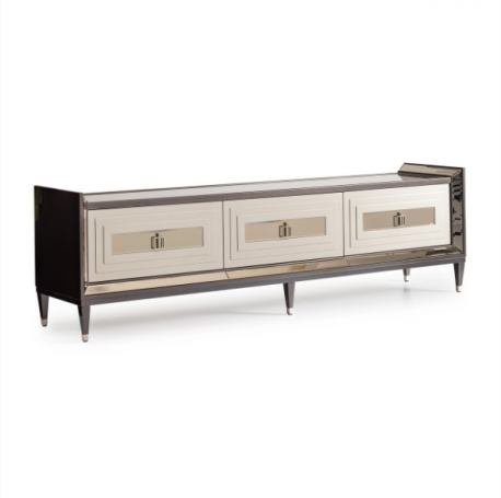 AICO Lousanne Media Cabinet in Glossy Mocha Sand - Bargain Furniture (Detroit, MI)