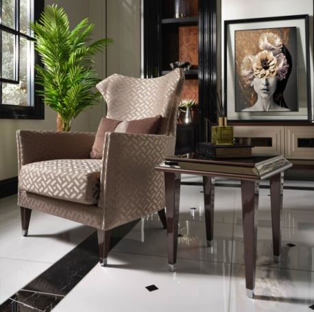 AICO Lousanne Side Table in Glossy Mocha Sand - Bargain Furniture (Detroit, MI)