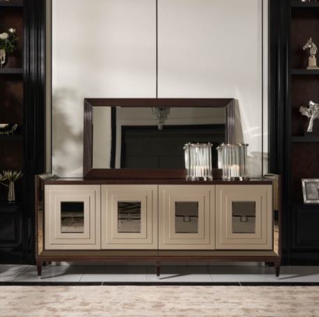 AICO Lousanne Console in Glossy Mocha Sand - Bargain Furniture (Detroit, MI)