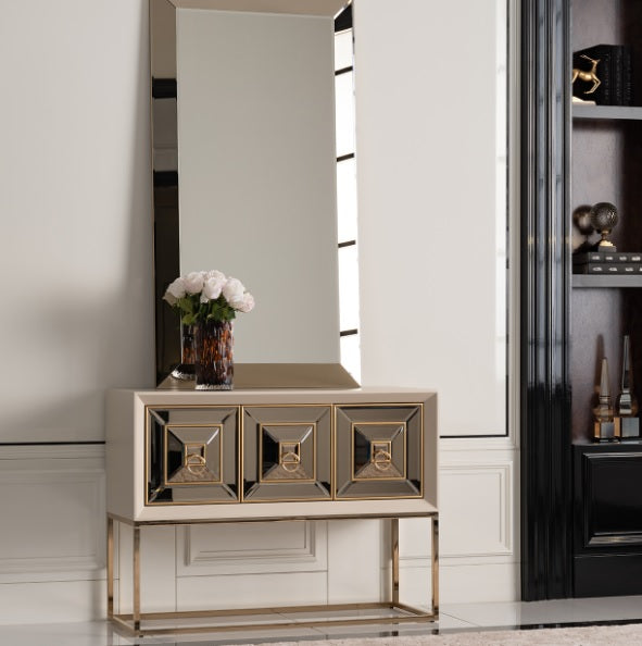 AICO Furniture Madison Small Console with Leg in Glistening Gold - Bargain Furniture (Detroit, MI)