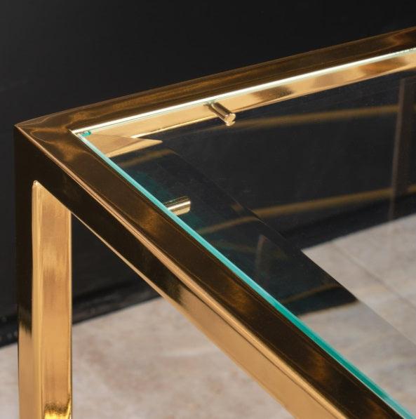 AICO Furniture Savannah Breeze End Table in Bright Gold - Bargain Furniture (Detroit, MI)