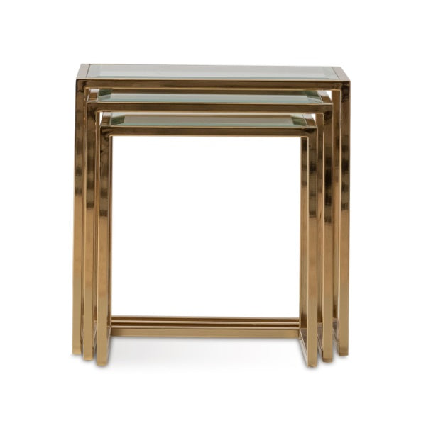 AICO Furniture Savannah Breeze 3pc Nesting Tables Set in Bright Gold - Bargain Furniture (Detroit, MI)