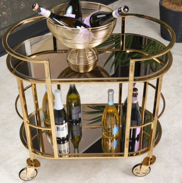 AICO Furniture Savannah Breeze Serving Cart in Bright Gold - Bargain Furniture (Detroit, MI)