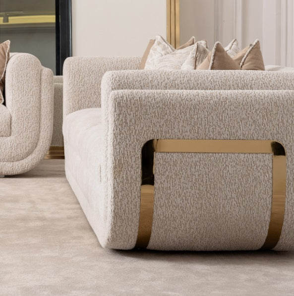 AICO Furniture Savannah Breeze Standard Sofa Cashmere in Bright Gold - Bargain Furniture (Detroit, MI)