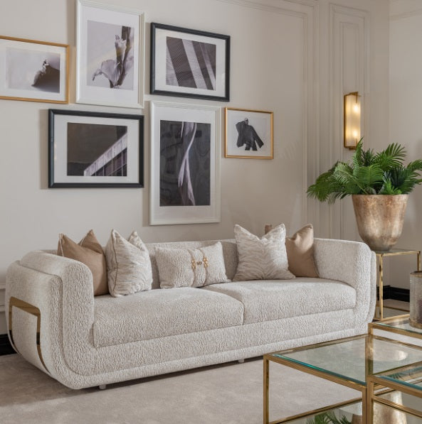 AICO Furniture Savannah Breeze Mansion Sofa Cashmere in Bright Gold - Bargain Furniture (Detroit, MI)
