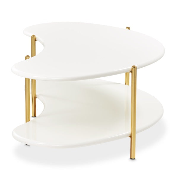AICO Furniture Sassani Cocktail Table in Pearl White/Gold - Bargain Furniture (Detroit, MI)