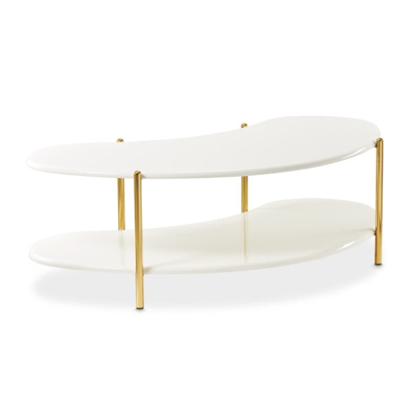 AICO Furniture Sassani Cocktail Table in Pearl White/Gold - Bargain Furniture (Detroit, MI)